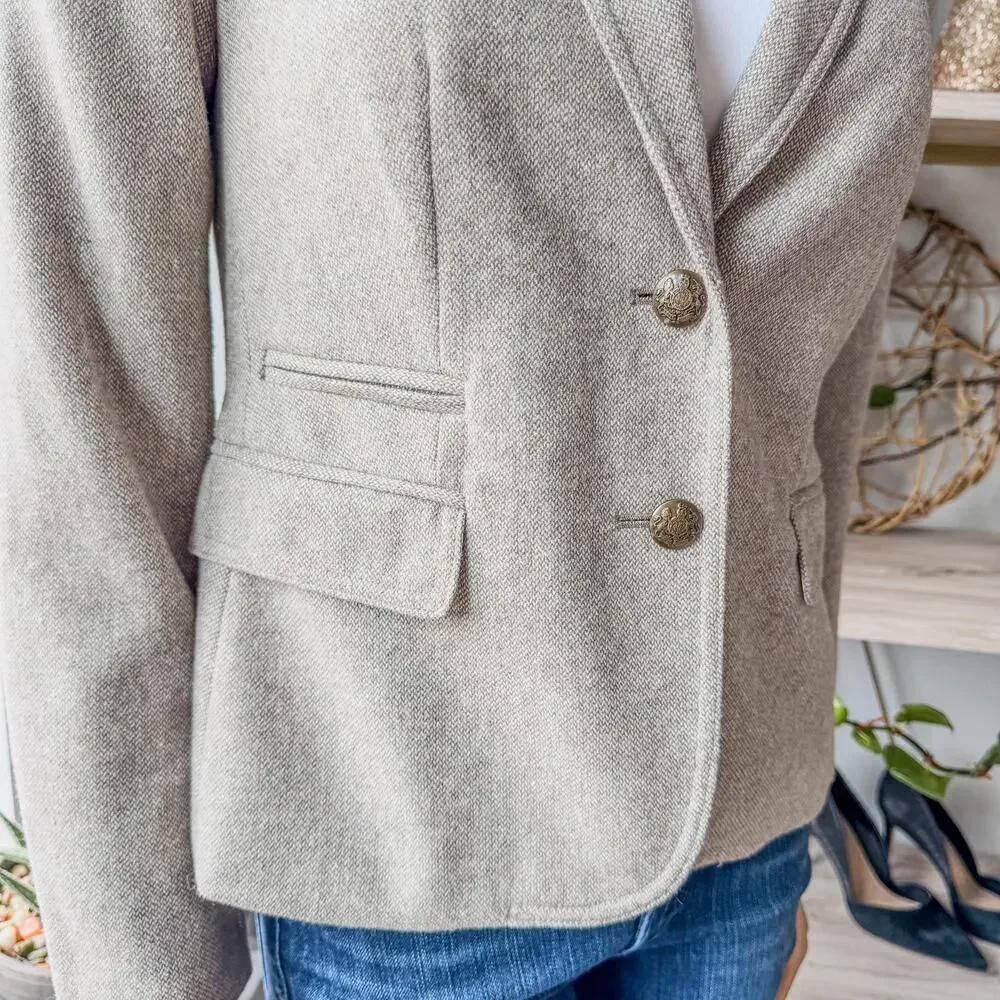 Banana Republic Black Diamond Oatmeal Tweed Academy Blazer, Shoulder Pads-Size 2